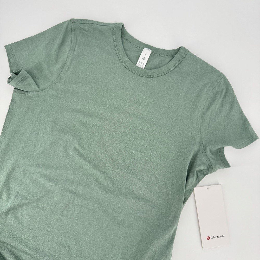 Lululemon Classic-Fit Cotton-Blend T-Shirt Dress Green Eucalyptus Size 8 LW1GGCS